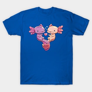 Amphibian Amore: Axolotl Sweethearts T-Shirt